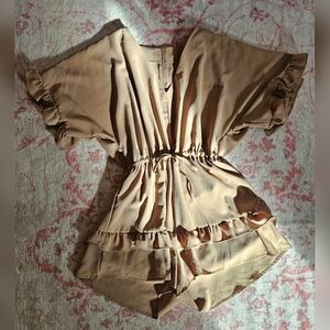 Tan Ruffled Women's Romper